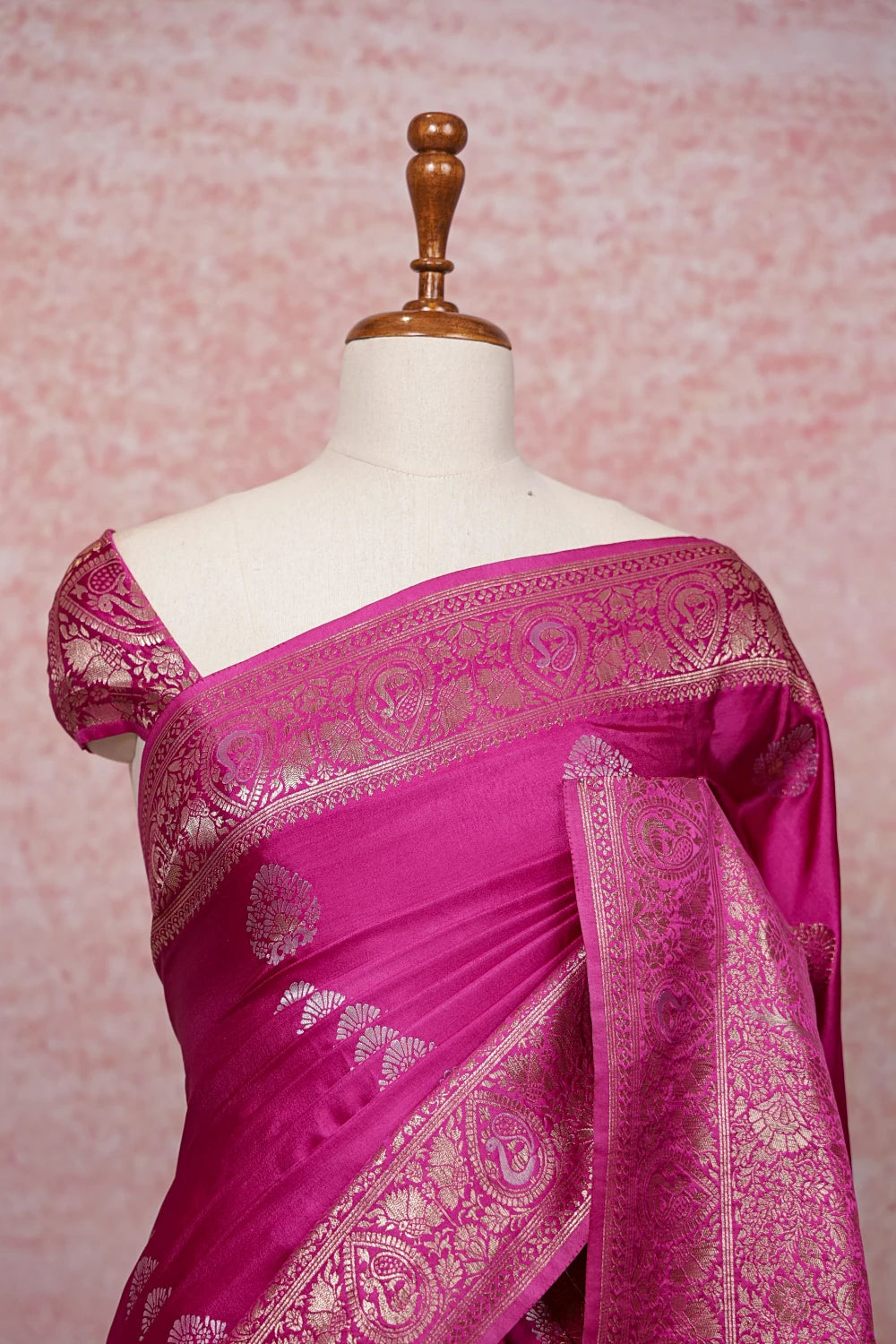Magenta Semi Banarsi Saree