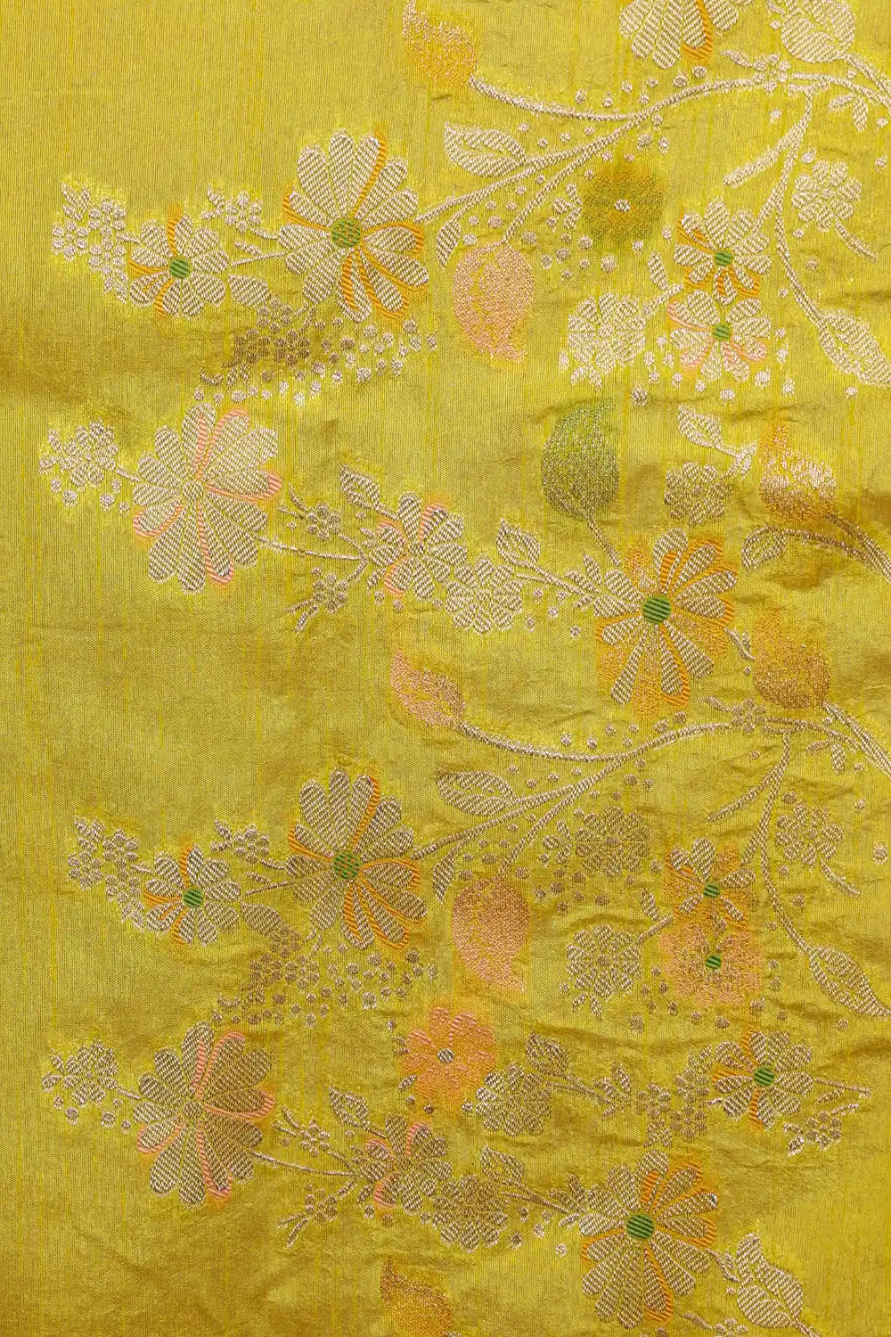 Lemon Yellow Jute Banarasi Saree