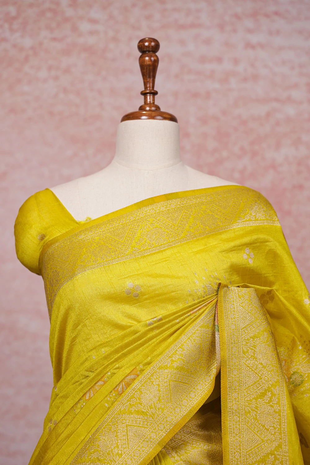 Lemon Yellow Jute Banarasi Saree