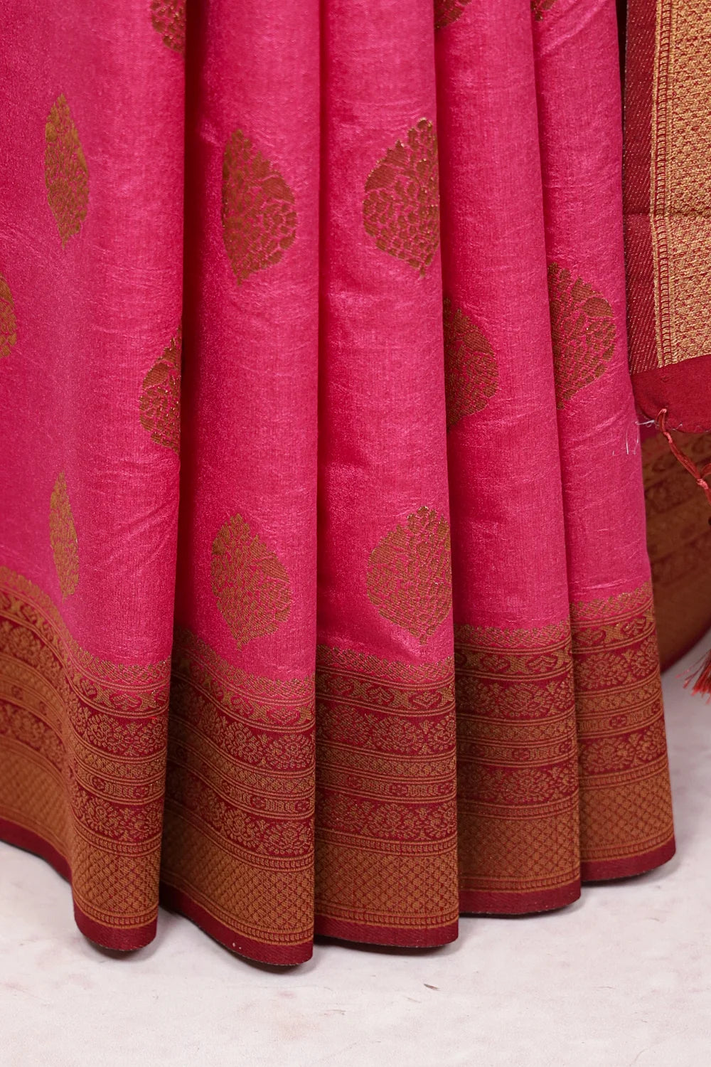 Pink Semi Jute Banarasi Saree