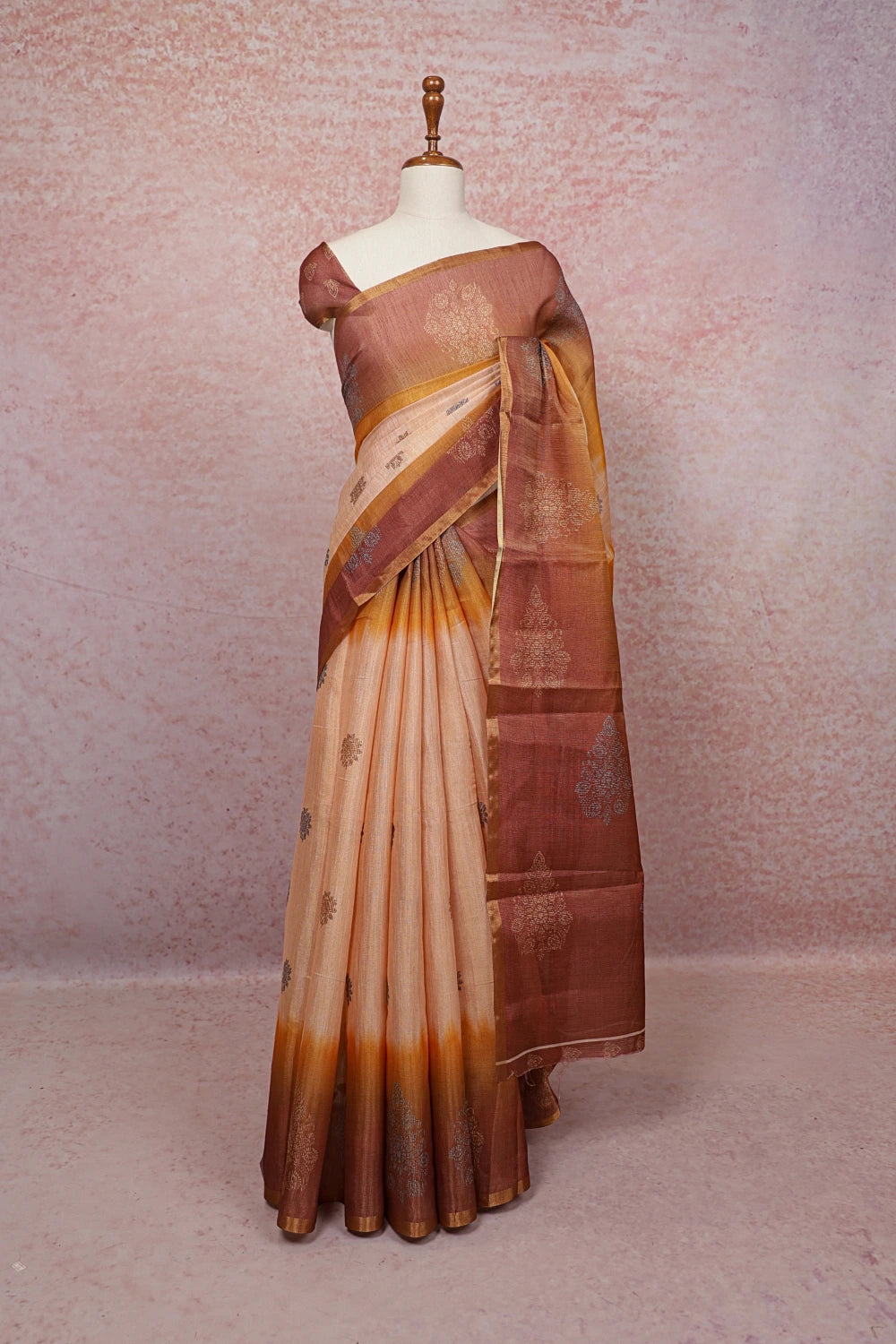Peach Semi Tissue Saree