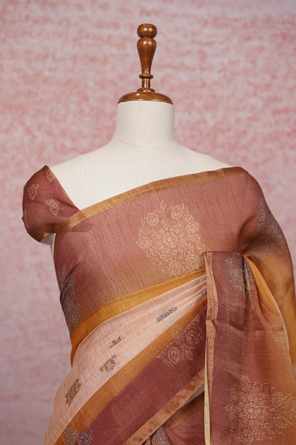 Peach Semi Tissue Saree