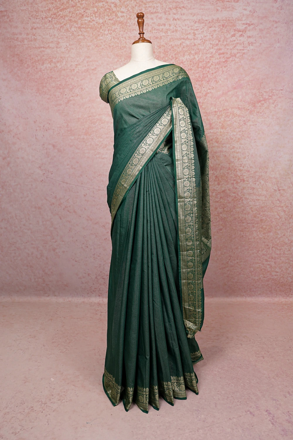 Green Semi Banarasi Saree