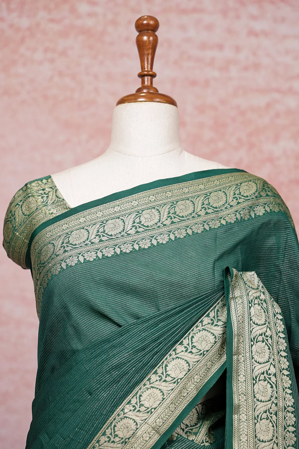 Green Semi Banarasi Saree