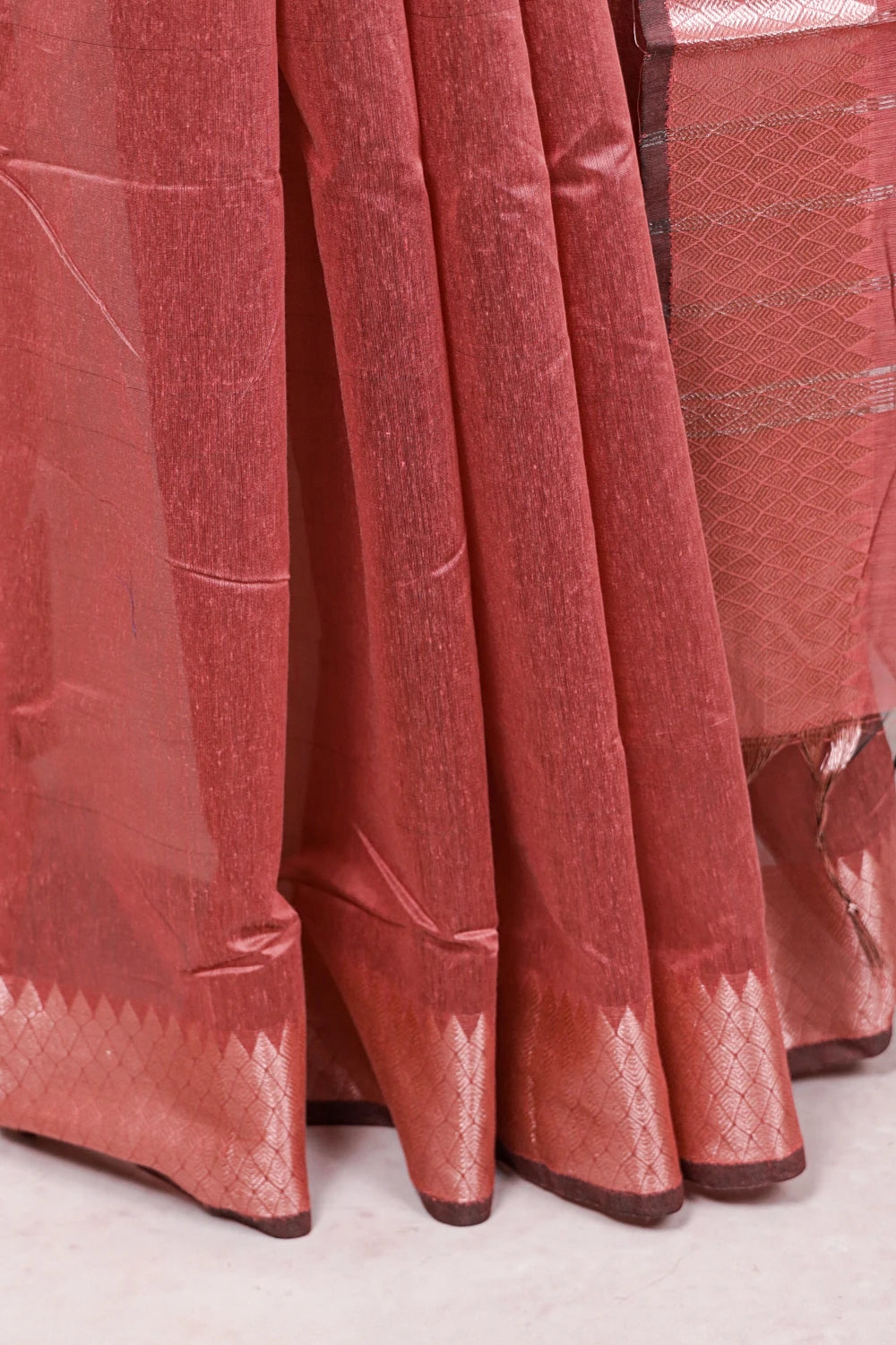 Peach Chanderi Cotton Saree