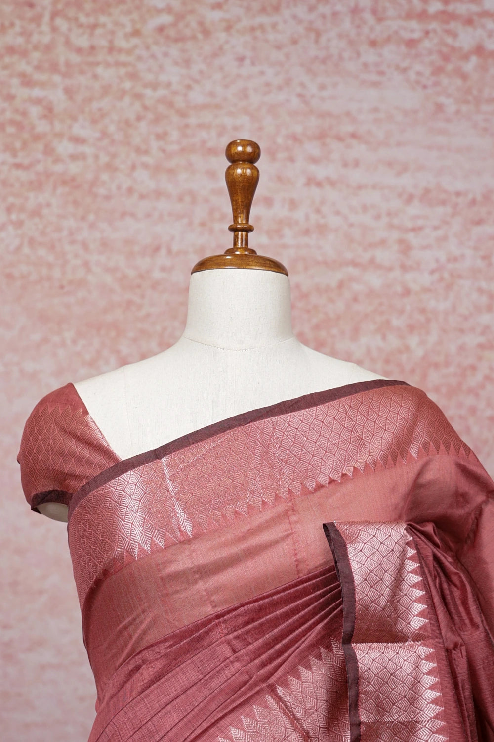 Peach Chanderi Cotton Saree