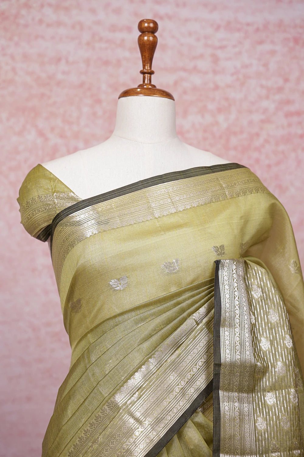 Pista Green Semi Jute Saree