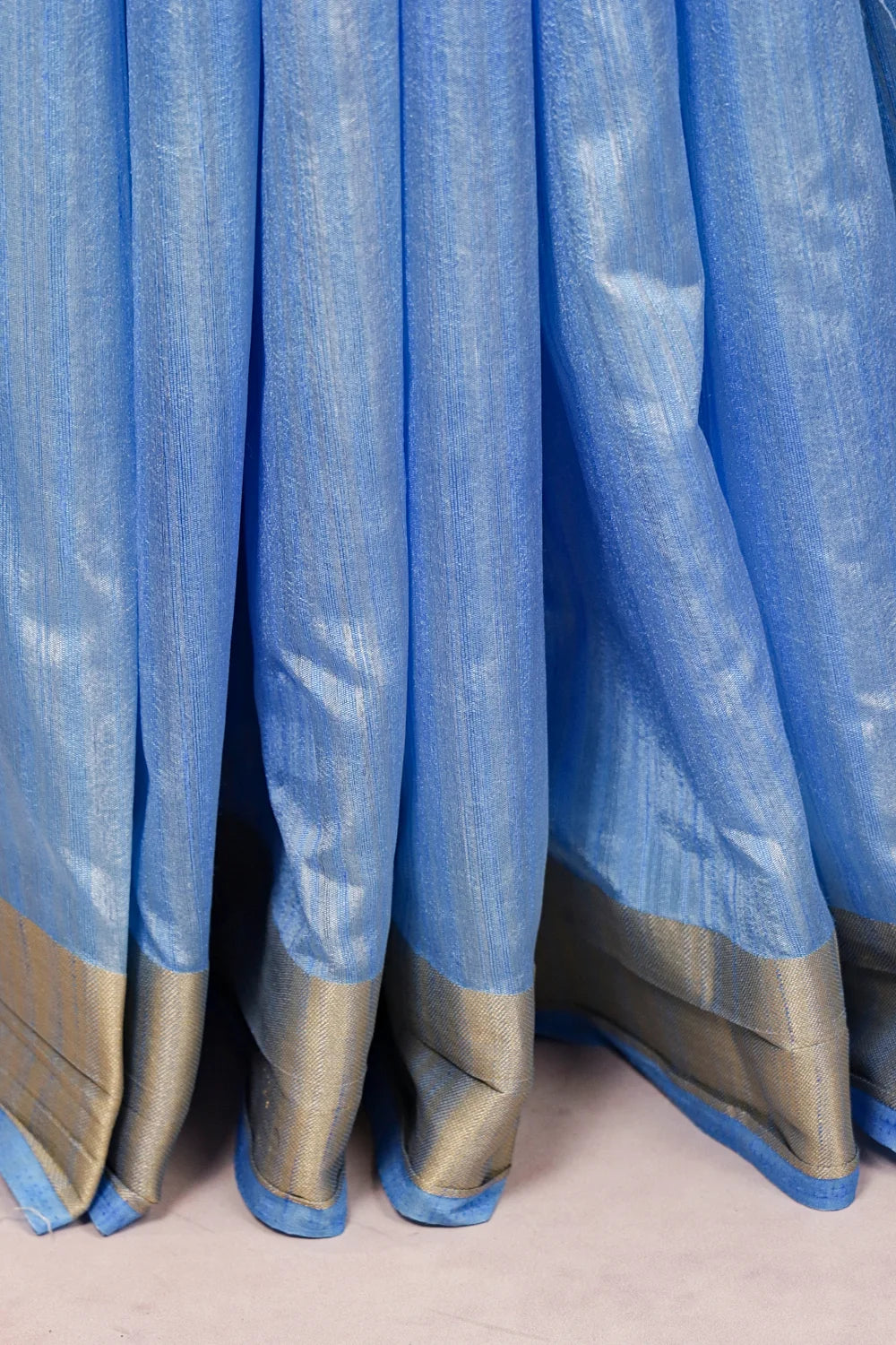 Sky Blue Semi Jute Saree