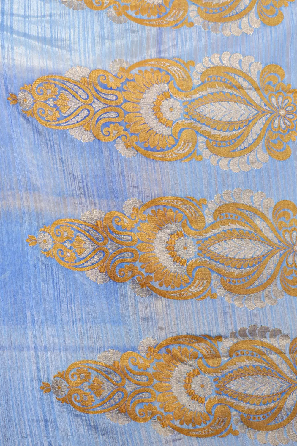 Sky Blue Semi Jute Saree