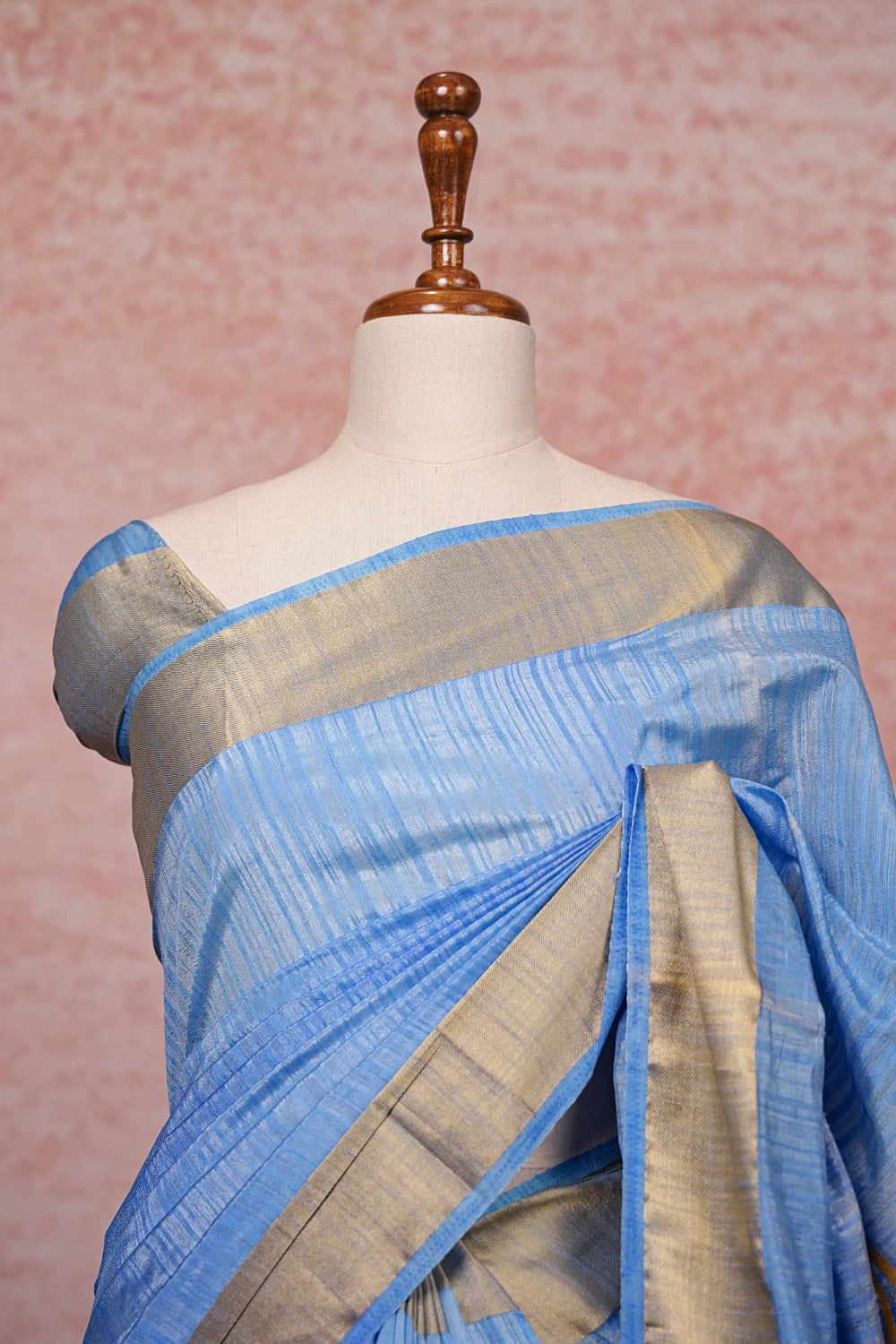 Sky Blue Semi Jute Saree