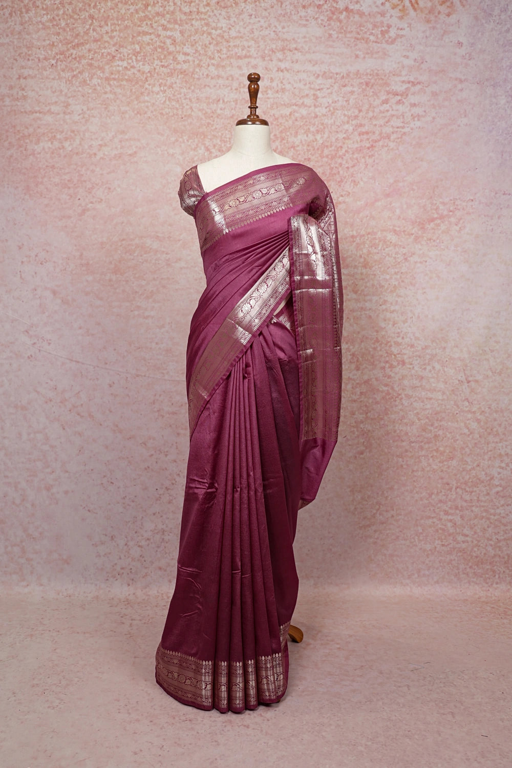 Onion Pink Jute Banarasi Saree