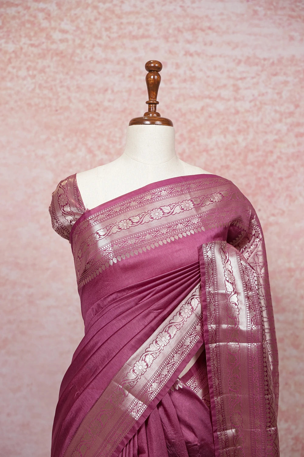 Onion Pink Jute Banarasi Saree