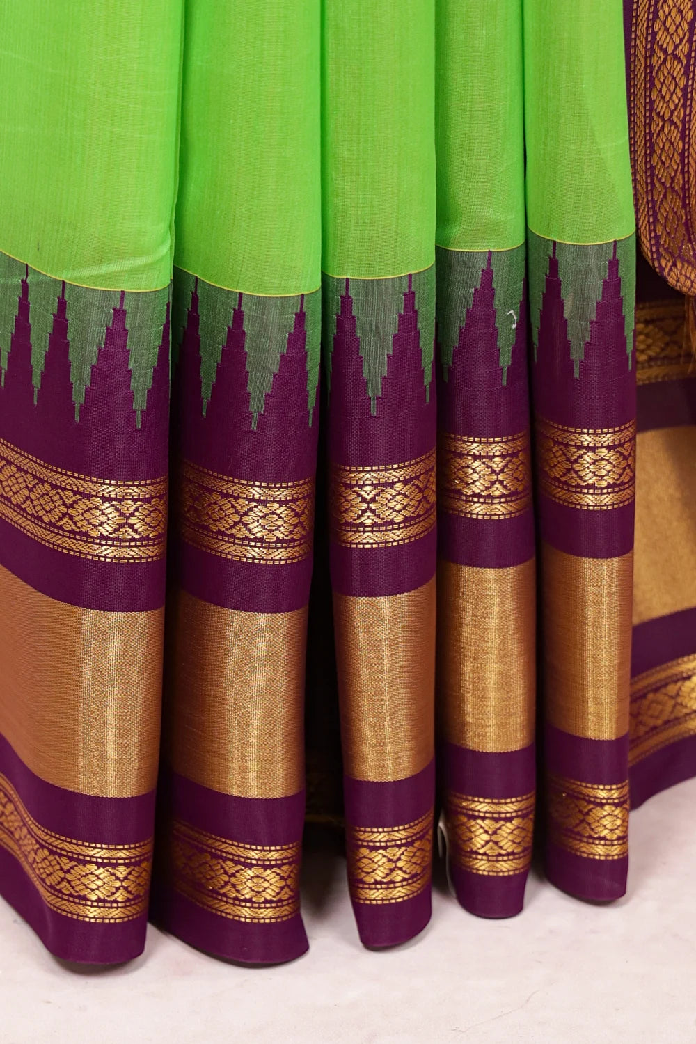 Parrot Green Cotton Silk Saree