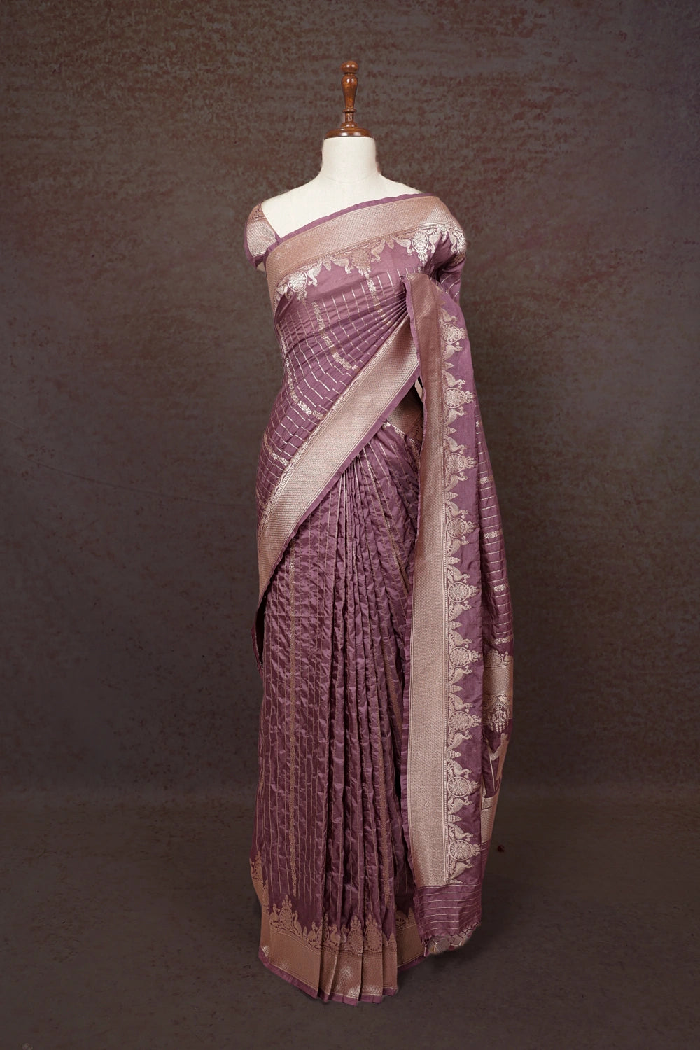 Dusty Lavender Semi Banarasi Saree