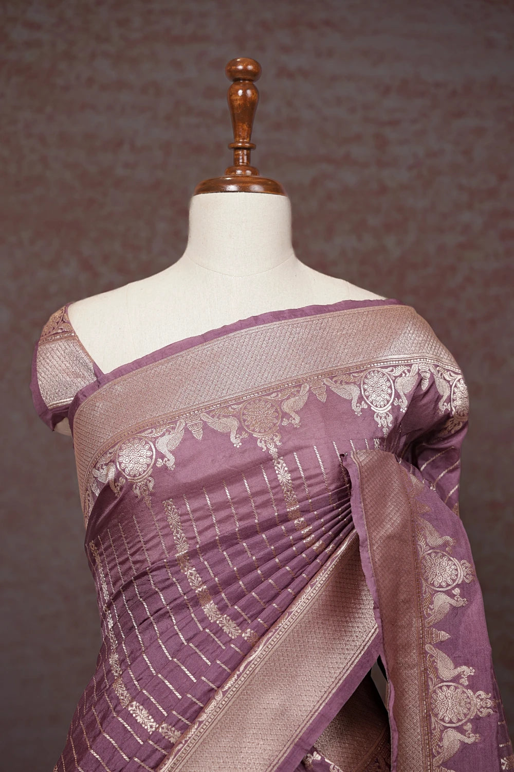 Dusty Lavender Semi Banarasi Saree