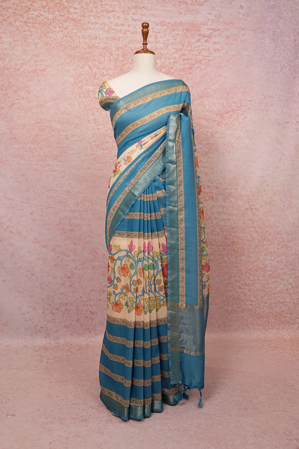 Cream Semi Chanderi Saree