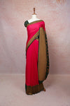 Dark Pink Semi Banarasi Saree