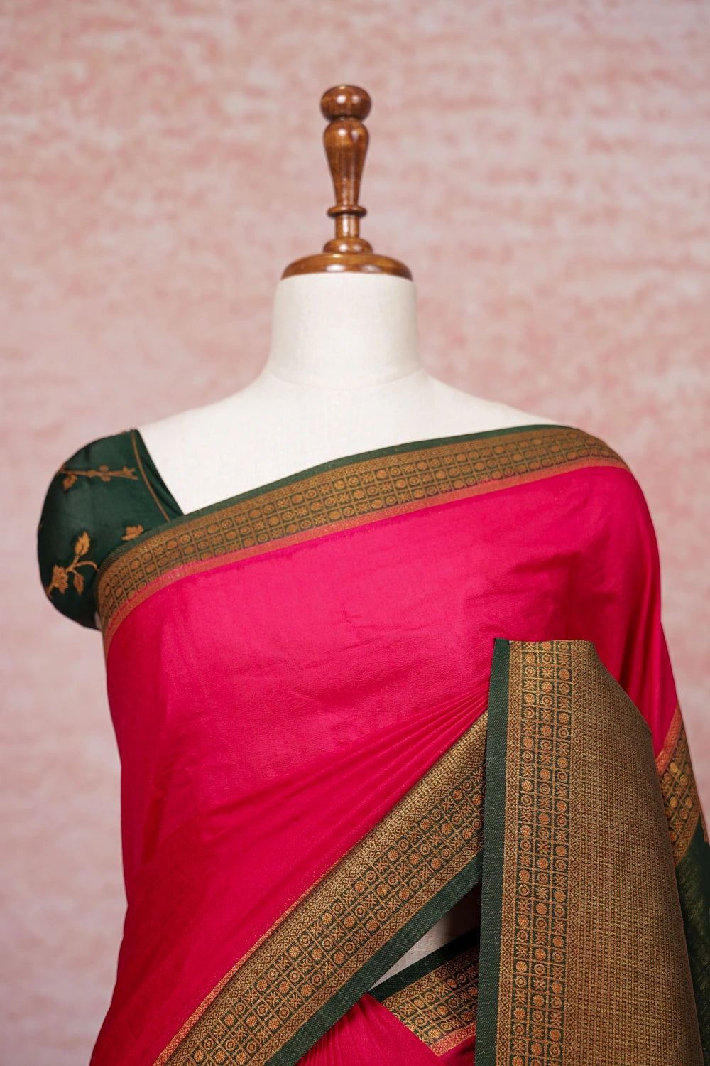 Dark Pink Semi Banarasi Saree