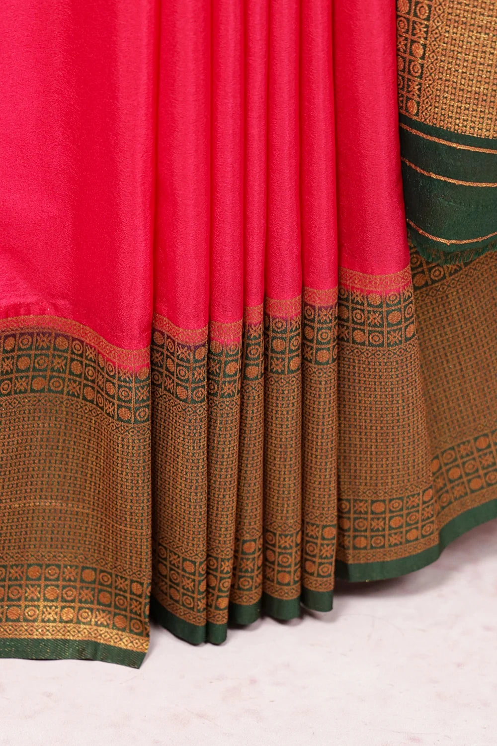 Dark Pink Semi Banarasi Saree