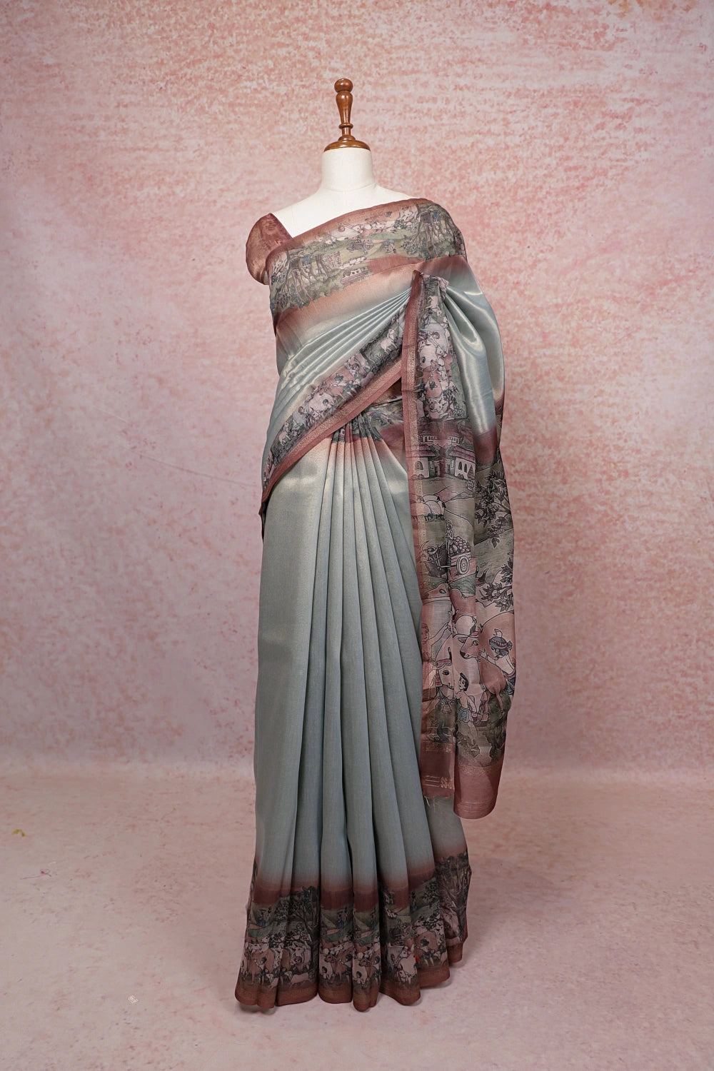 Ash Semi Tissue Saree