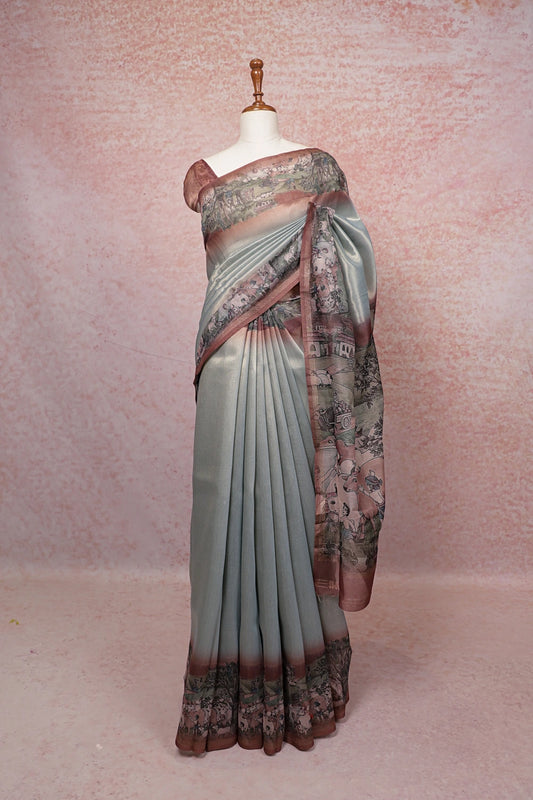 Ash Semi Tissue Saree