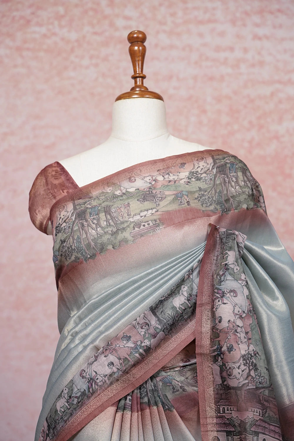 Ash Semi Tissue Saree