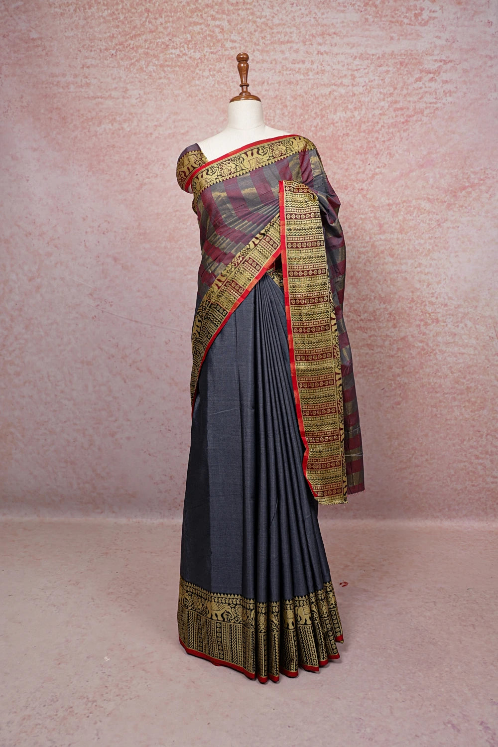 Ash Soft Cotton Saree