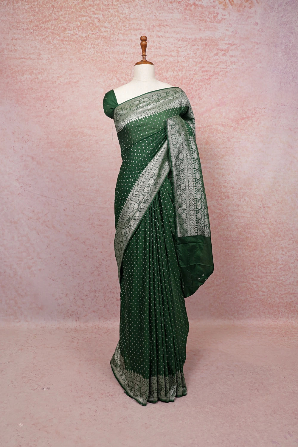 Green Semi Banarasi Saree