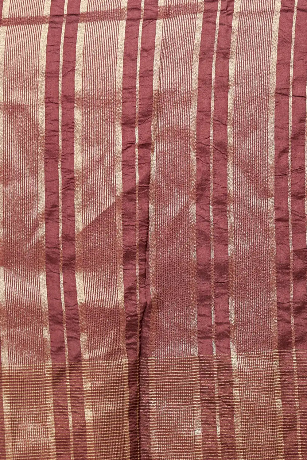 Yellow And Coffee Brown Semi Banarasi Saree