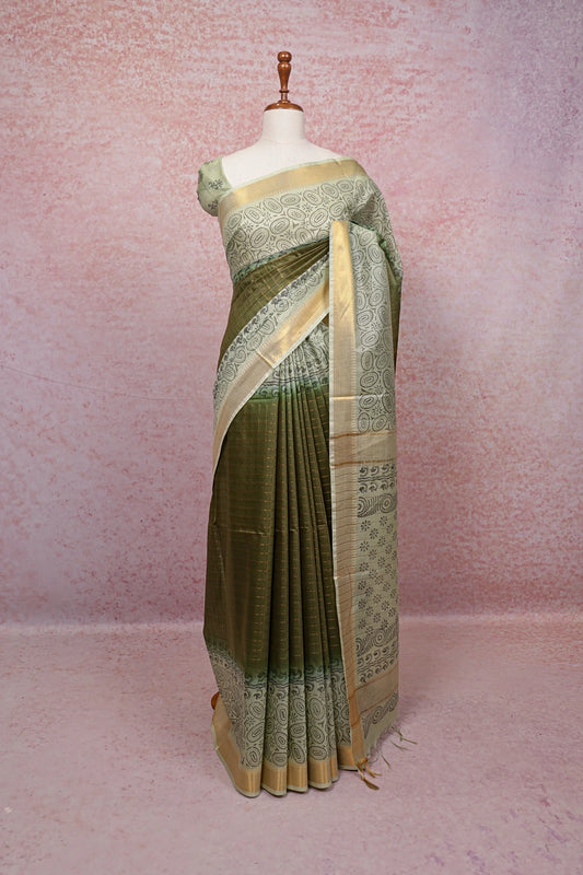 Green Semi Tussar Saree