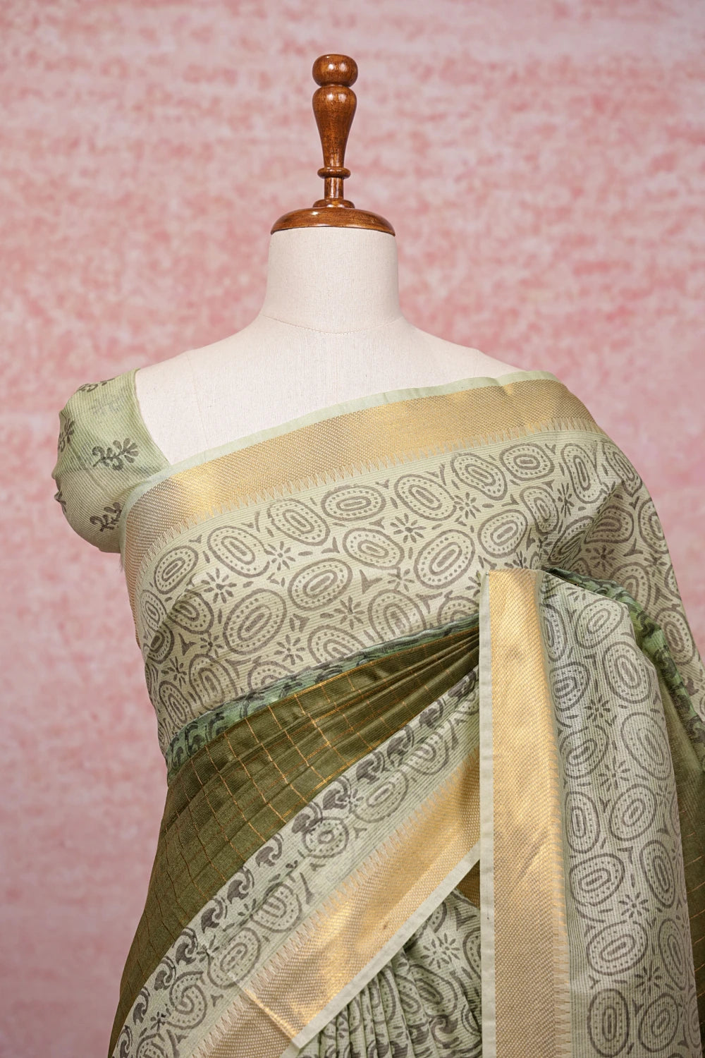 Green Semi Tussar Saree