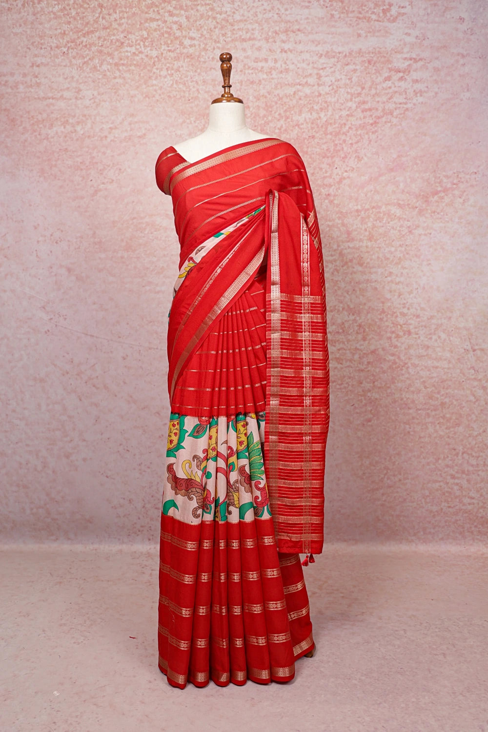 Red Binni Silk Saree