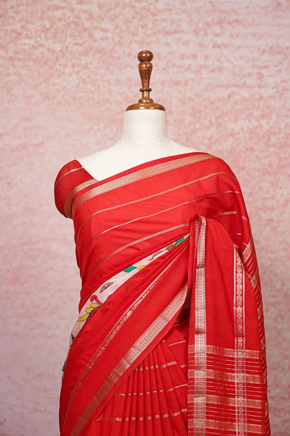Red Binni Silk Saree