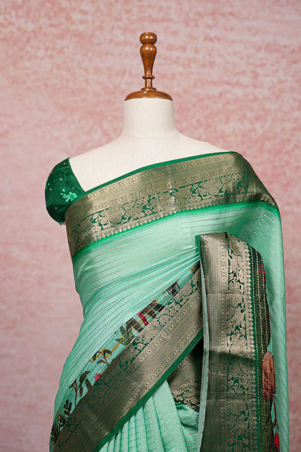 Light Green Semi Tussar Saree