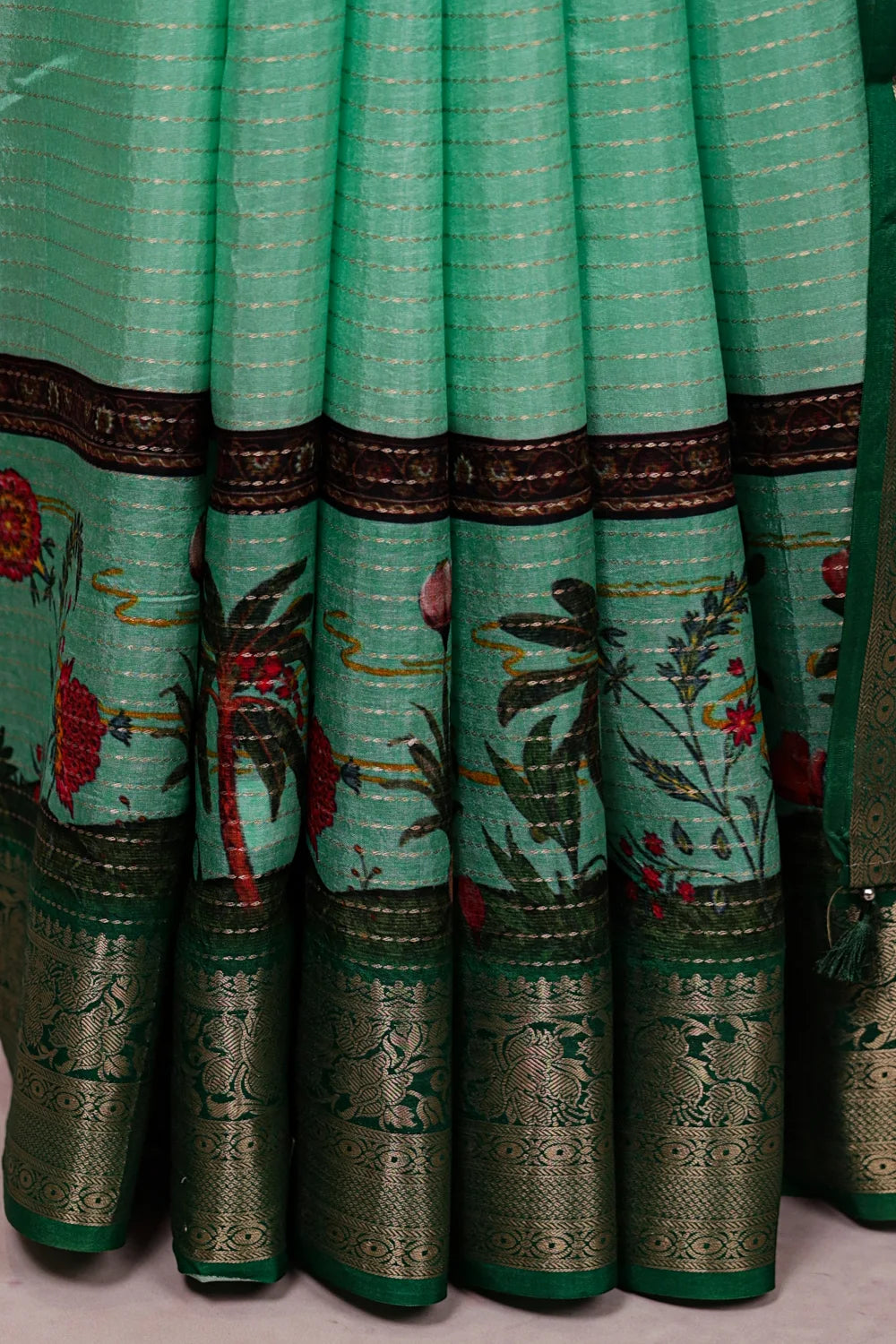 Light Green Semi Tussar Saree