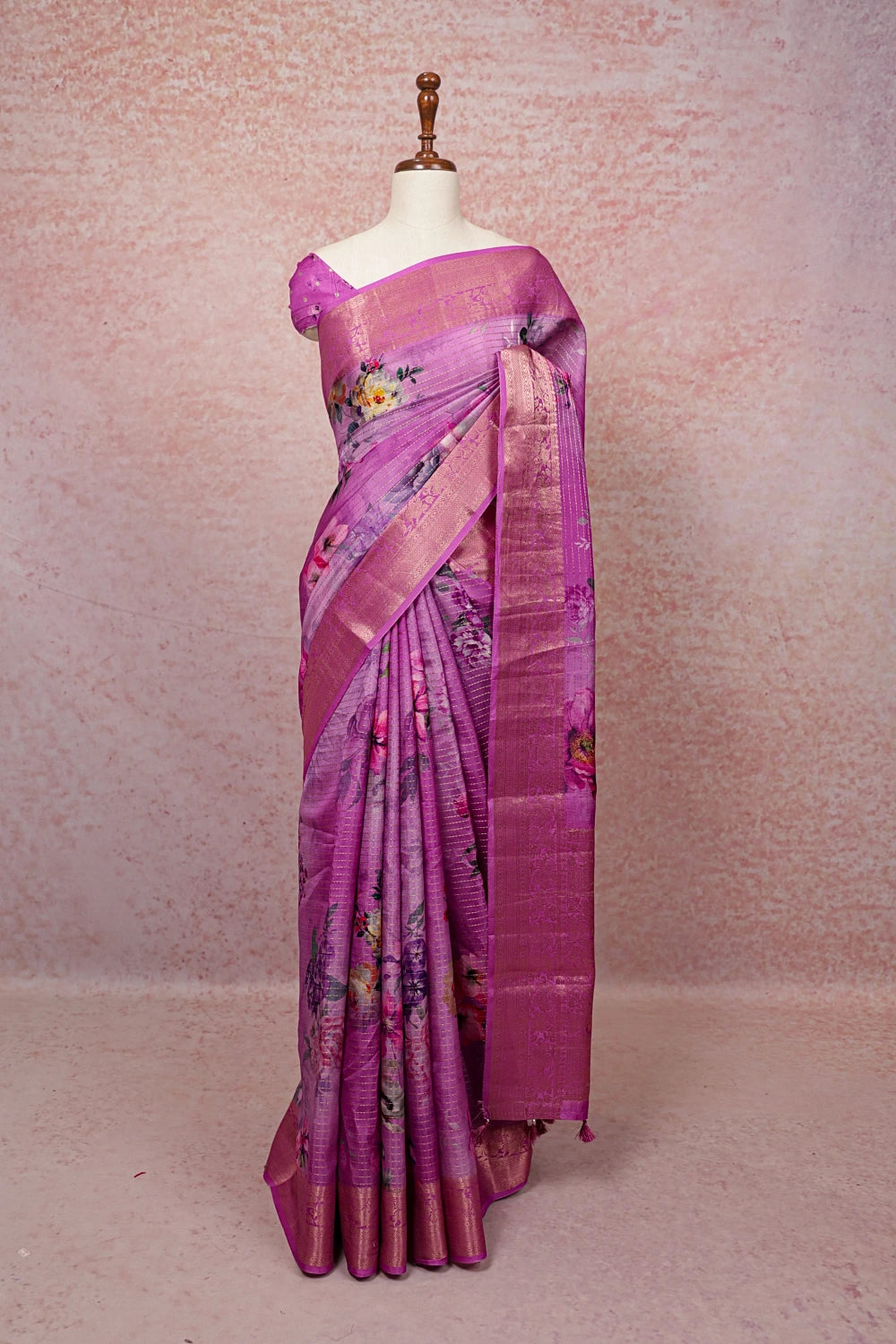 Pink Semi Tussar Saree