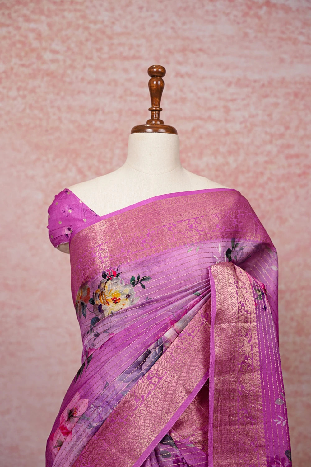 Pink Semi Tussar Saree
