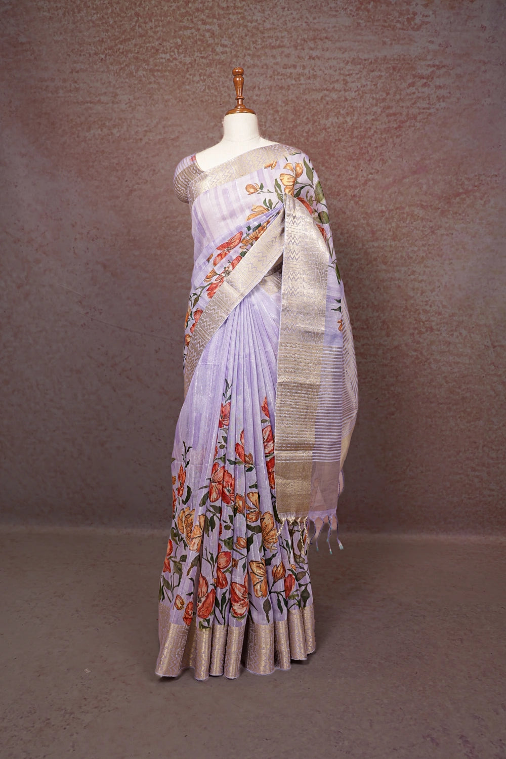 Lavender Semi Chanderi Saree