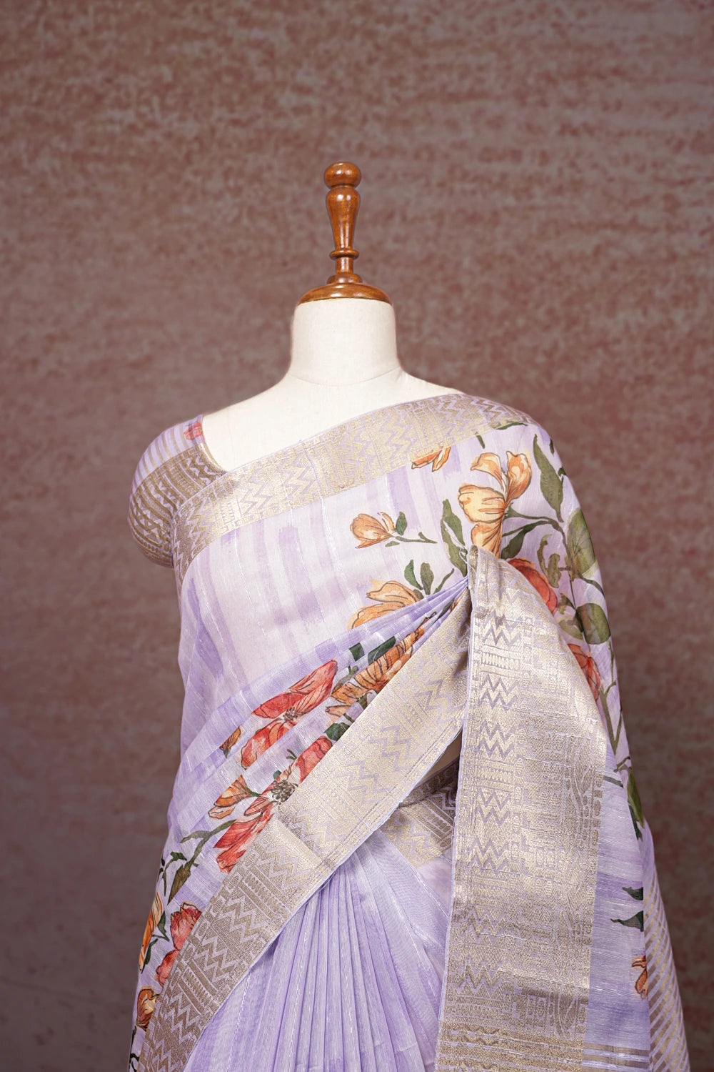 Lavender Semi Chanderi Saree