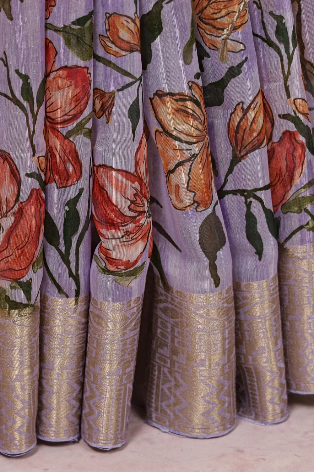 Lavender Semi Chanderi Saree