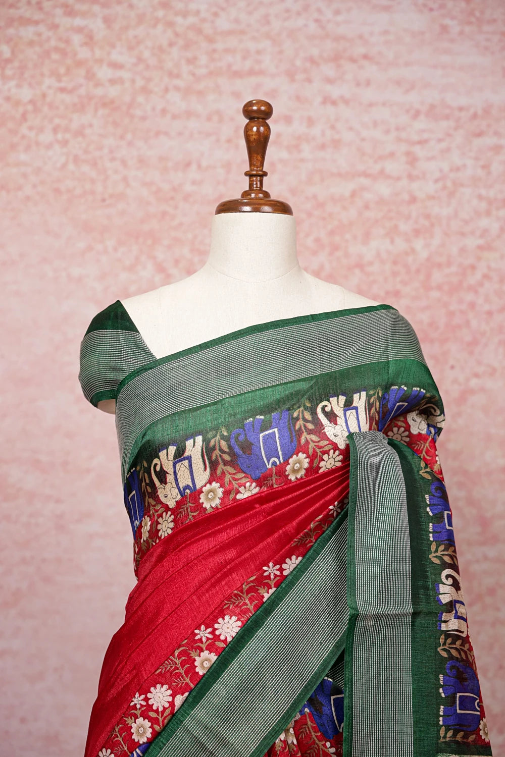 Red Semi Chanderi Saree