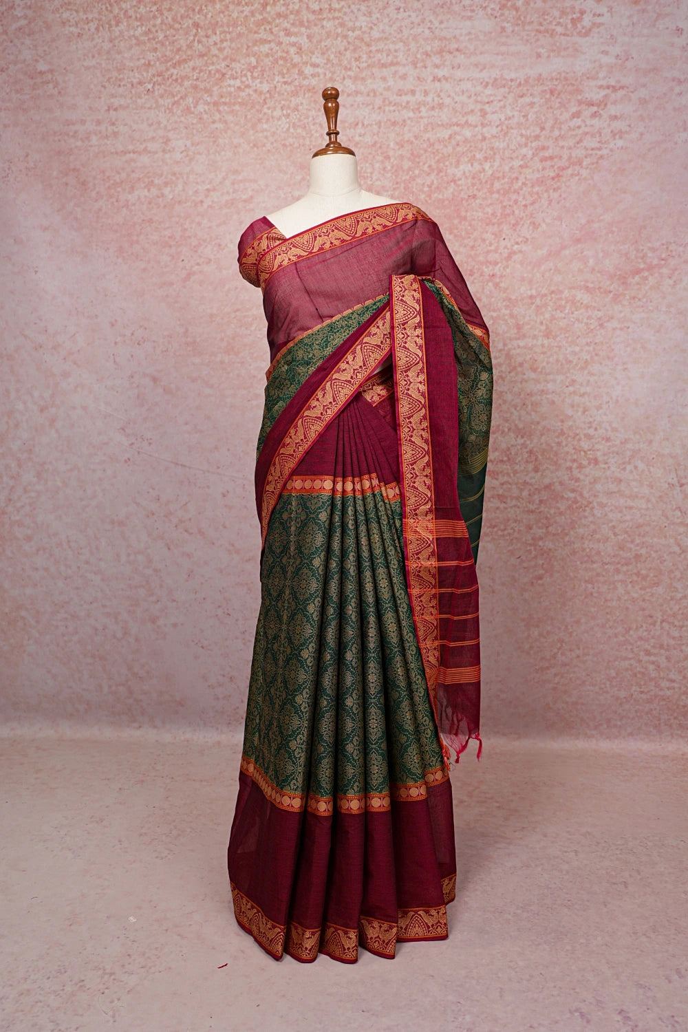 Green Cotton Saree