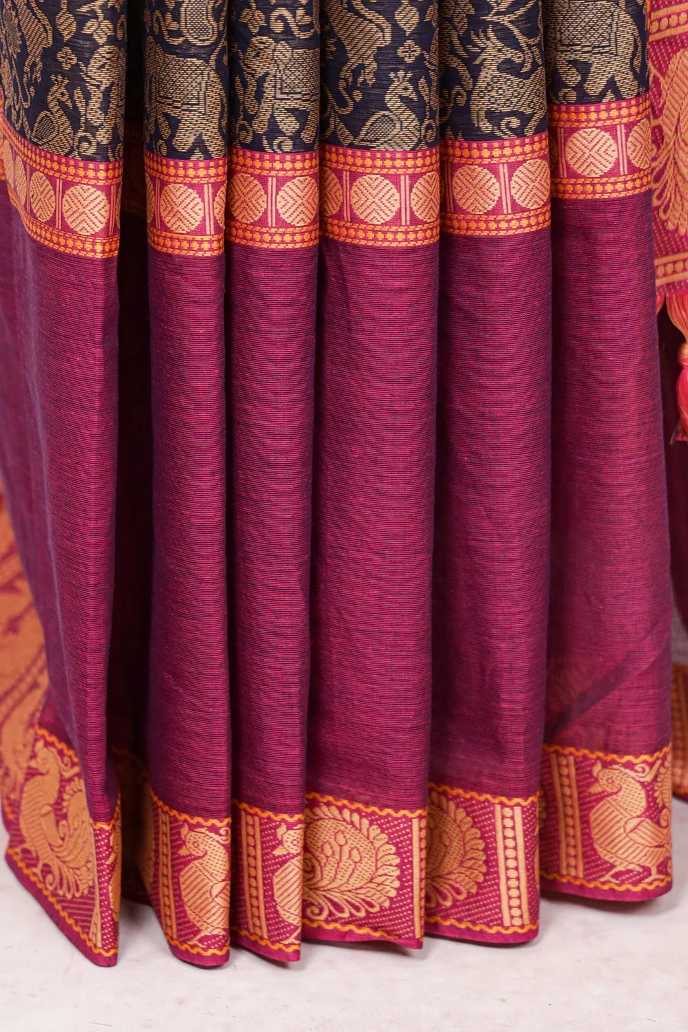 Navy Blue Cotton Saree
