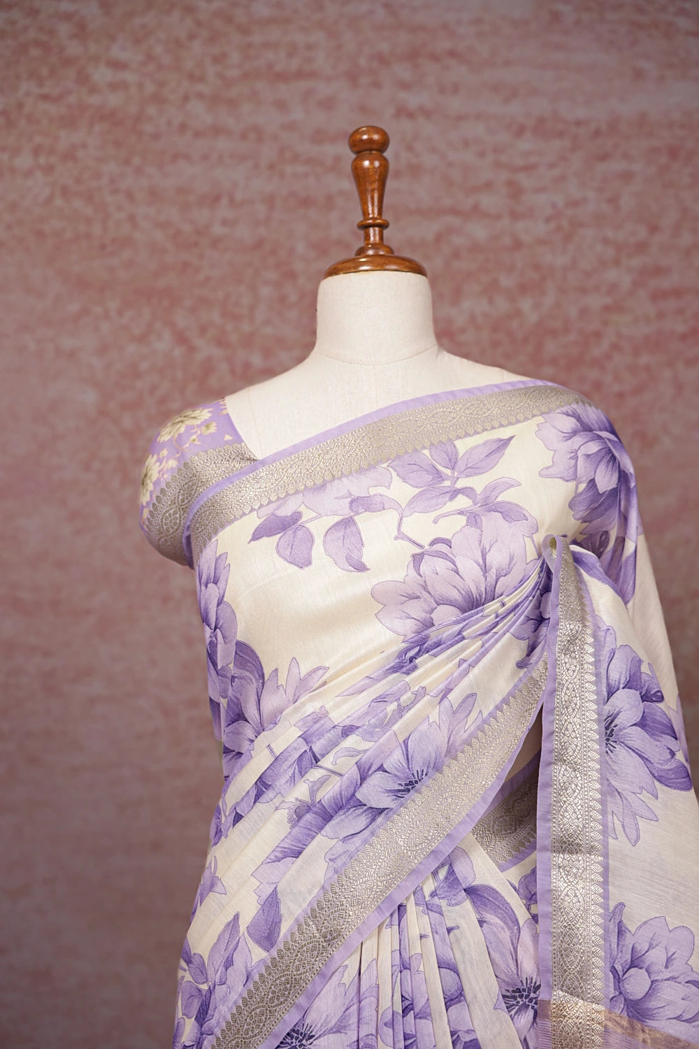 Cream Semi Chanderi Saree