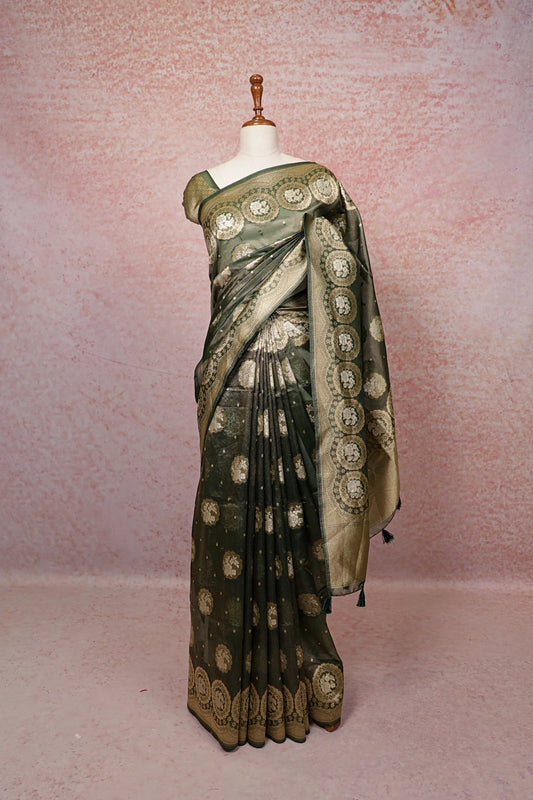 Green Semi Tissue Saree