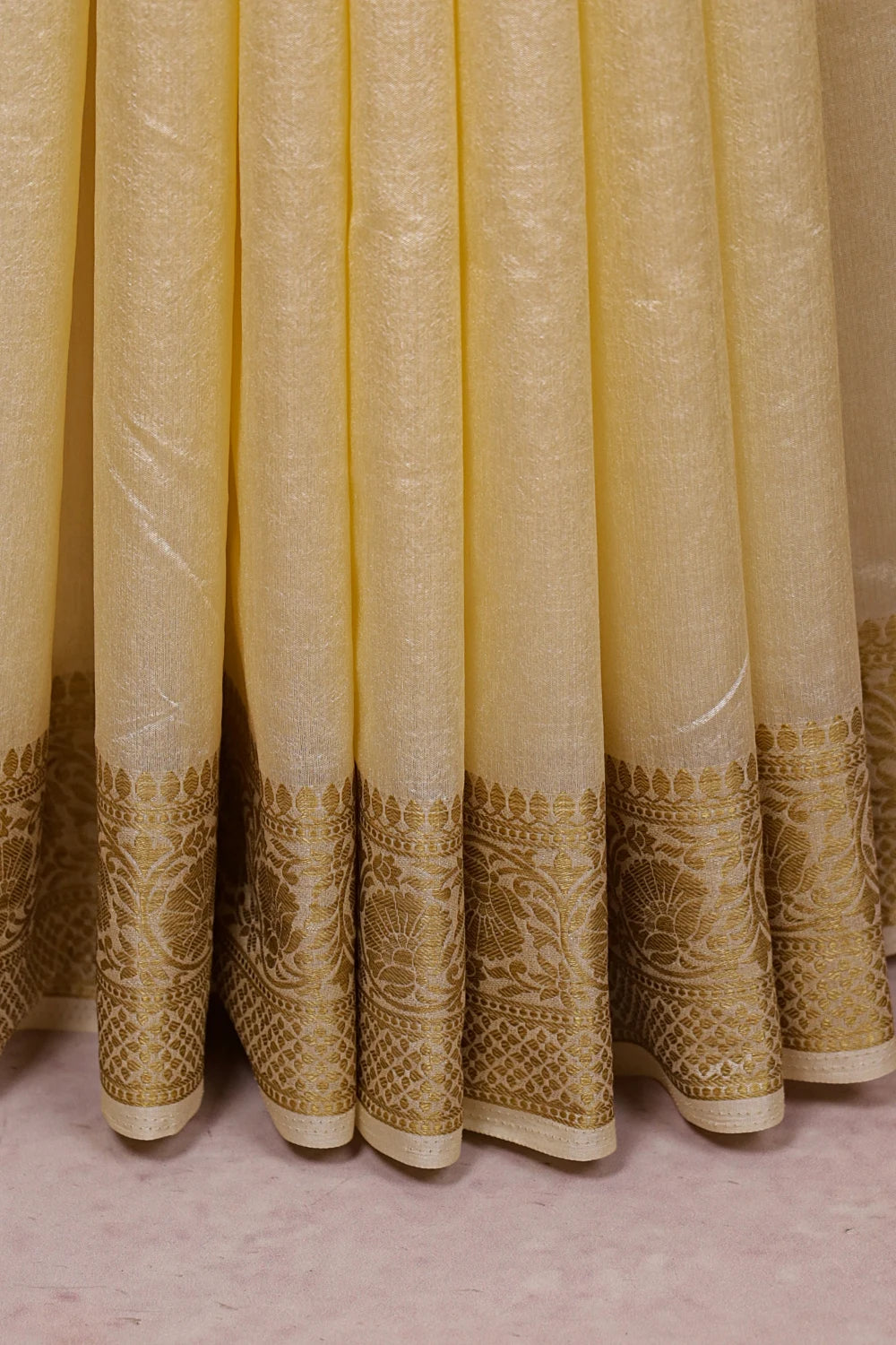 Cream Semi Jute Banarasi Saree