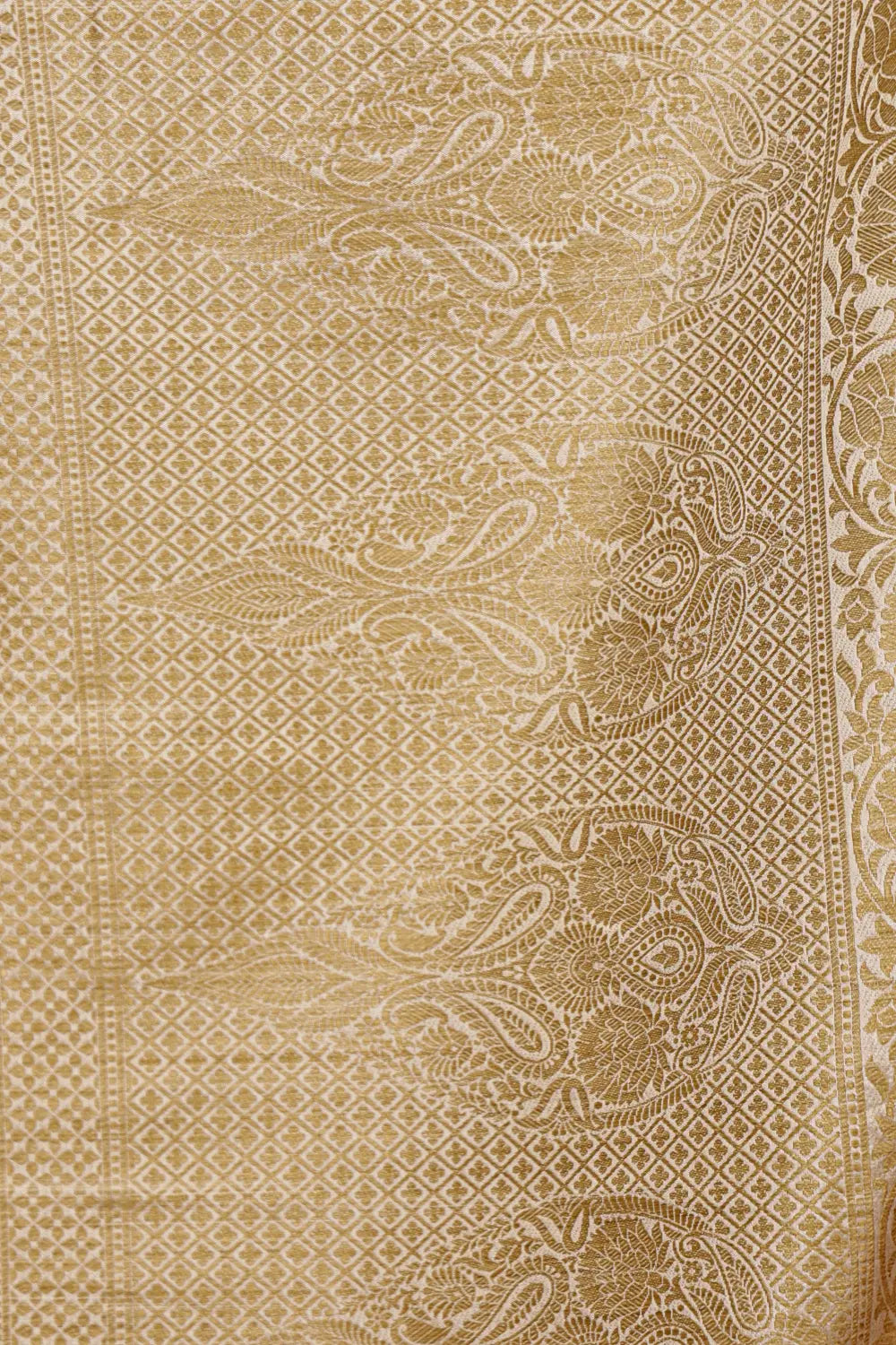 Cream Semi Jute Banarasi Saree