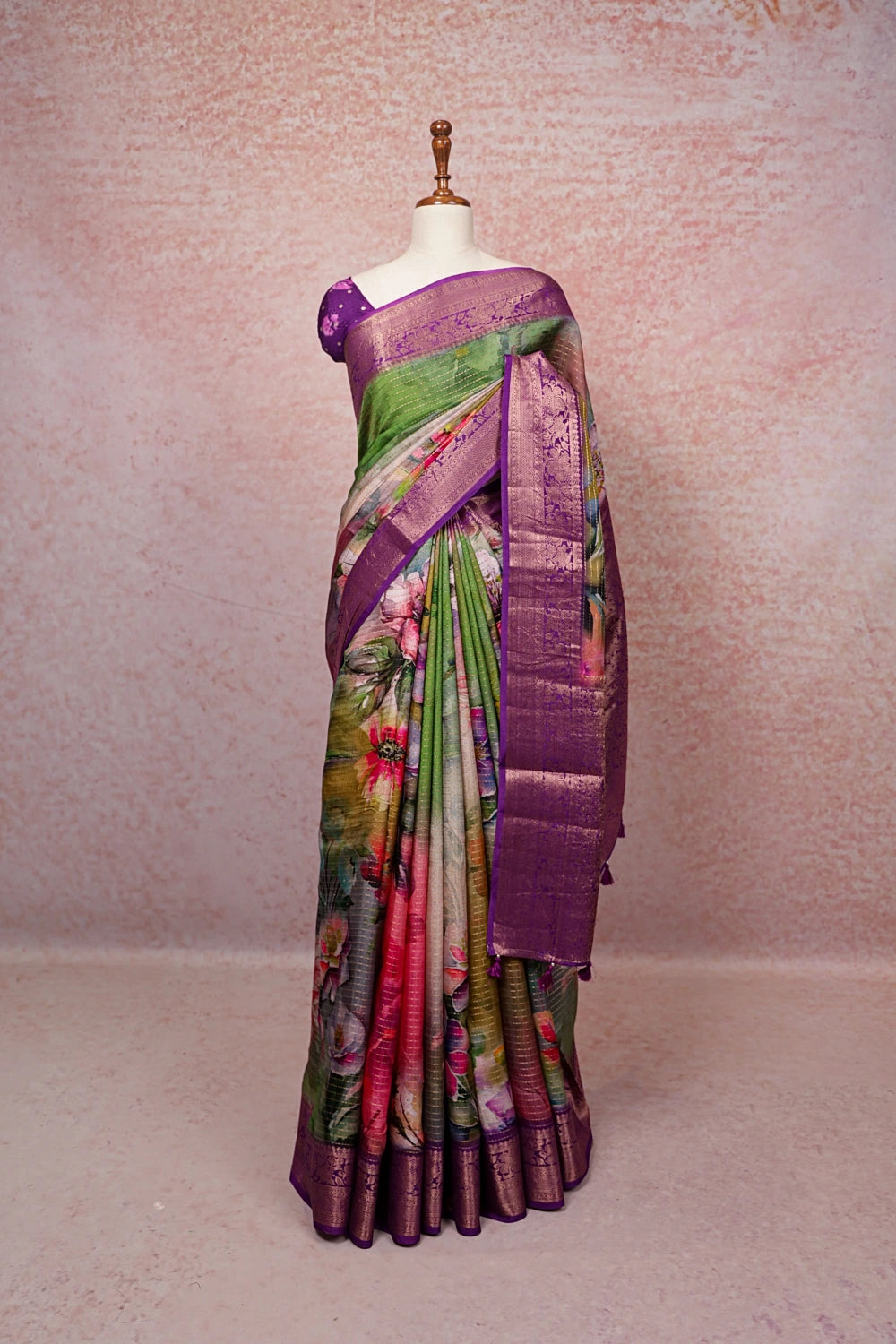 Multi Color Semi Banarasi Saree