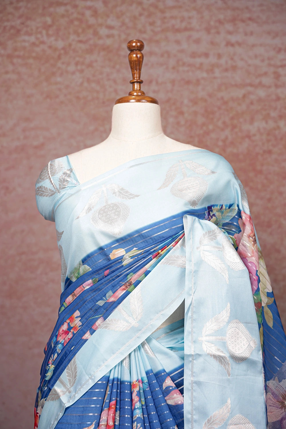 Blue Semi Tussar Saree