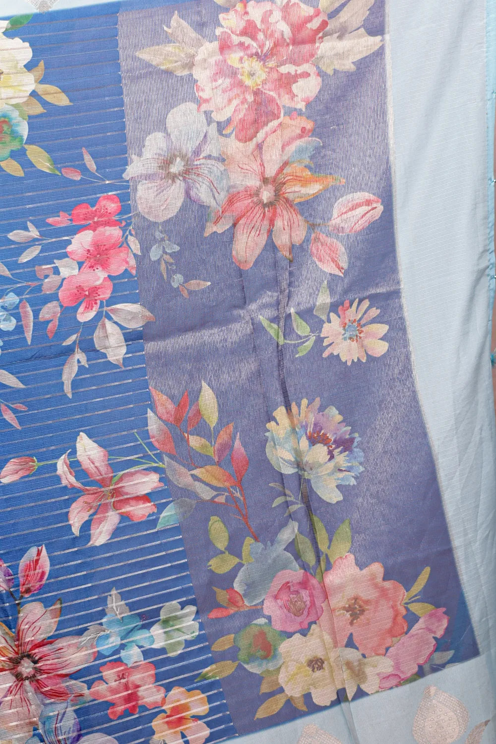 Blue Semi Tussar Saree